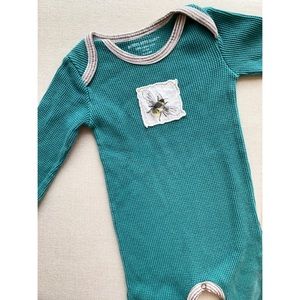 EUC Burt’s Bees Baby Footie Onesie Pajamas - Teal with Bumble Bee - 6-9 months
